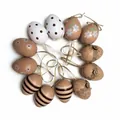 Set of 12 assorted 6cm Easter egg hanging ornaments in natural earth tones - Style V / 12 Pieces/Pack (6cm)