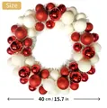 Couronne de boules de Noël rouge et blanche de 40 cm pour décoration de porte festive - Ensemble de 44 pièces / Rouge Blanc