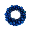 Couronne de Noël bleue élégante avec boules brillantes et guirlandes pour la porte - Ensemble de 44 pièces / Bleu Saphir