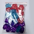 Colorful flower shaped reusable plastic ice cubes packed in a clear sealed bag - Flower Style / Set of 24