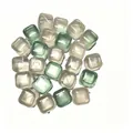 Set of 24 reusable plastic ice cubes in clear and light green colors for summer - Glossy Two-Tone Style / 24 Pieces Pack
