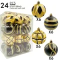 Set of 24 pieces 6cm black and gold painted Christmas ball ornaments for tree decor - 24-Piece Set (6cm) / Black & Gold