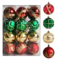 Set of 24 red gold and green 6cm Christmas balls with glitter patterns for holiday decor - 24-Piece Set (6cm) / Red Green Gold