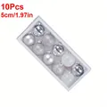10-piece set of assorted silver and white glass Christmas ornaments in clear box - 10 Pieces/Pack (5cm) / Silver