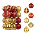 24-piece 6cm red and gold Christmas ball set with assorted festive patterns for trees. - 24-Piece Set (6cm) / Rose Gold Red