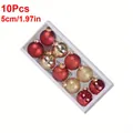 10Pcs red and gold Christmas ball ornaments set for tree decoration, 5cm size. - 10 Pieces/Pack (5cm) / Red Gold