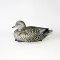 Detailed side view of a realistic plastic mallard duck for garden pond landscaping - Large Female Duck