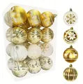 Set of 24 elegant gold and white 6cm Christmas balls featuring snowflake and deer designs. - 24-Piece Set (6cm) / White & Gold Style 2
