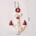 Detail showing dimensions of Mediterranean nautical anchor wall hanging decor - Red Starfish Anchor