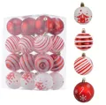 Set of 24 red and white 6cm Christmas balls with merry-go-round and snowflake patterns. - 24-Piece Set (6cm) / Red White Style 2