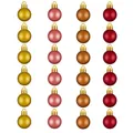 Set de 24 bolas de plástico mate de 3cm para Navidad y Acción de Gracias en oro rosa cobre rojo - Juego de 24 / Multicolor Metálico Mate (Estilo C)