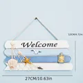 Detail view of nautical Welcome sign showing dimensions 27x12cm for wall decor - Mediterranean Style