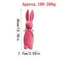 Pink flocked Easter rabbit figurine ornament for holiday desktop decor, 13.78 inches tall - L / Pink