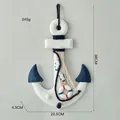 Nautical Mediterranean style wooden anchor wall hanging decor with fish net - Blue Double Fish Anchor