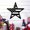 Vista detallada de una decoración de pared de estrella con bandera americana en metal - Hollow Pentagram Style (453) / Pentagrama Negro