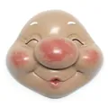 Close-up detail of a smiling resin gnome face with red cheeks and a kissing pose - Pouting Expression Face / 73x80x42mm