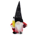 Detailed view of a teacher gnome plush doll holding a yellow pencil and a red apple accessory. - Pencil Gnome (LS2026011601) / 17x10x33cm