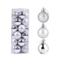 24er-Set silberne Weihnachtskugeln mit glitzernden matten und glänzenden Oberflächen - 3cm / 24 Stück Packung / Silber