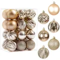 Elegant 24-piece set of 6cm champagne gold Christmas ball ornaments with varied textures - 24-Piece Set (6cm) / Champagne Gold Style 1