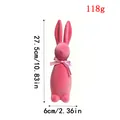 Pink flocked Easter bunny figurine for festive desktop decoration - M / Pink