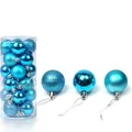 24er Set blaue Weihnachtskugeln mit glitzernden, matten und glänzenden Oberflächen - 3cm / 24 Stück Packung / Seeblau