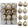 24-piece set of 6cm champagne gold Christmas balls with assorted textures for trees - 24-Piece Set (6cm) / Champagne Gold Style 2