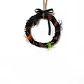 Couronne d'Halloween en brindilles avec nœud noir et araignées colorées pour porte - Petit Style Nœud Araignées Colorées (Style F)