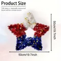 Macro view of 50cm red white and blue patriotic star-shaped tinsel wreath decoration - 50cm Star