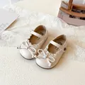 Élégantes chaussures Mary Jane blanc cassé pour filles avec bordure en dentelle et nœud - Taille 21 Longueur Intérieure env. 14cm / Blanc Cassé