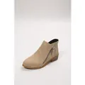 Elegantes botines de cuero caqui para mujer con cremallera lateral - 36 / Beige