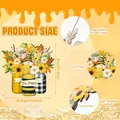 Rustic wooden door hanging sign with bee and sunflower design, 30cm product size detail - Sunflower Bee