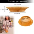Detailed dimension diagram of bamboo wood lid for wine glasses or candles - 1 Piece