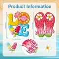 Decorative summer themed wooden welcome door sign with watermelon flip-flops design - Shoe