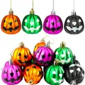 Set di decorazioni colorate a forma di zucca di Halloween da 5 cm con facce di Jack-O'-Lantern - Multicolore 5cm Zucca Set da 12