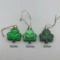 Detail of 24pcs St. Patrick's Day shamrock ornaments in matte, glossy, and glitter finishes. - Clover / Set of 24