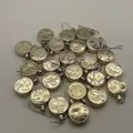 Detailed view of 24 gold St. Patrick's Day shamrock hanging ornaments for party decor - Gold Coin / Set of 24