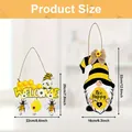 Set of rustic wooden door signs featuring bee and gnome theme for garden wall decor - Bee