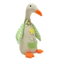 Handmade fabric goose ornament detail showing linen texture and polka dot wings - Green Goose Ornament / Green