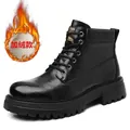 Botas de trabajo para hombre con forro polar, botas Martin de invierno cálidas y altas. - Estilo con Forro de Felpa