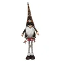 Festive gingerbread themed Christmas gnome with long striped legs and soft plush beard - Male Style / Telescopic / Brown