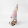 Handmade Scandinavian plush gnome figurine with pastel pointed hat and long white beard - 10*7*21cm / Pink
