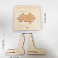 Detailed view of wooden anniversary puzzle plaque with dimensions 13cm by 13cm - Wooden Hand-painted Greeting Card Frame / 13cm x 13cm