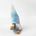 Handcrafted plush gnome figurine with blue tie-dye hat and long white beard decoration - 10*7*21cm / Blue
