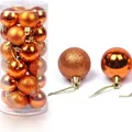 24pcs 3cm orange Christmas balls set with glitter shiny matte finish for holiday decor - Bronze