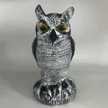 Detailed front view of realistic plastic owl decoy for garden pest and bird control - Long Ears / Red Back (Long Ear)