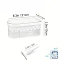 Detailed size specifications for home ice cube mold with lid storage box and scoop - Ice Tray Bundle / White