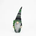 St. Patrick's Day gnome plush with knitted hat and shamrock holding Luck of the Irish - White Braid Style (A)