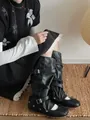Stylish 2-in-1 black convertible ballet boots with removable shafts and buckle straps - 35 / Black