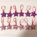 Set of 12 American Independence Day star fabric hanging ornaments for patriotic decor - Style 1 / Set of 12