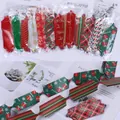 Assorted Christmas gift pull bows in festive patterns for holiday box decoration. - Mixed Christmas Pattern Styles / 12 Pieces